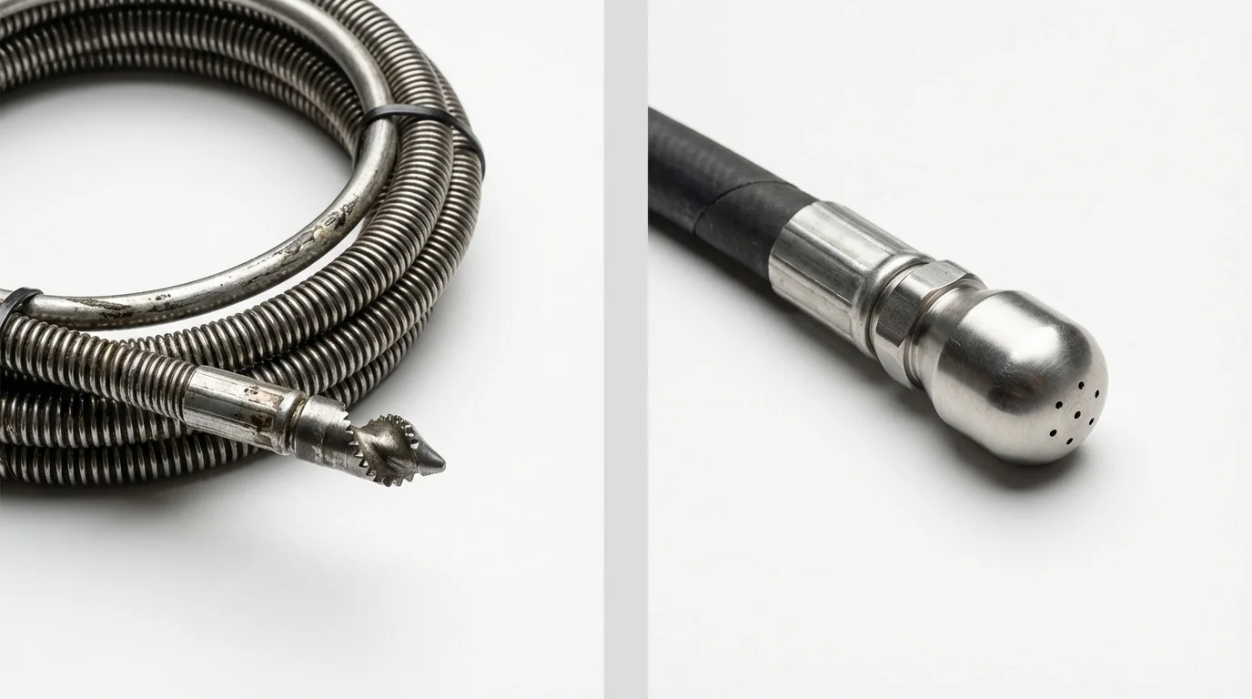 Drain snake cable and hydro jetting nozzle used for drain cleaning in Yakima, WA