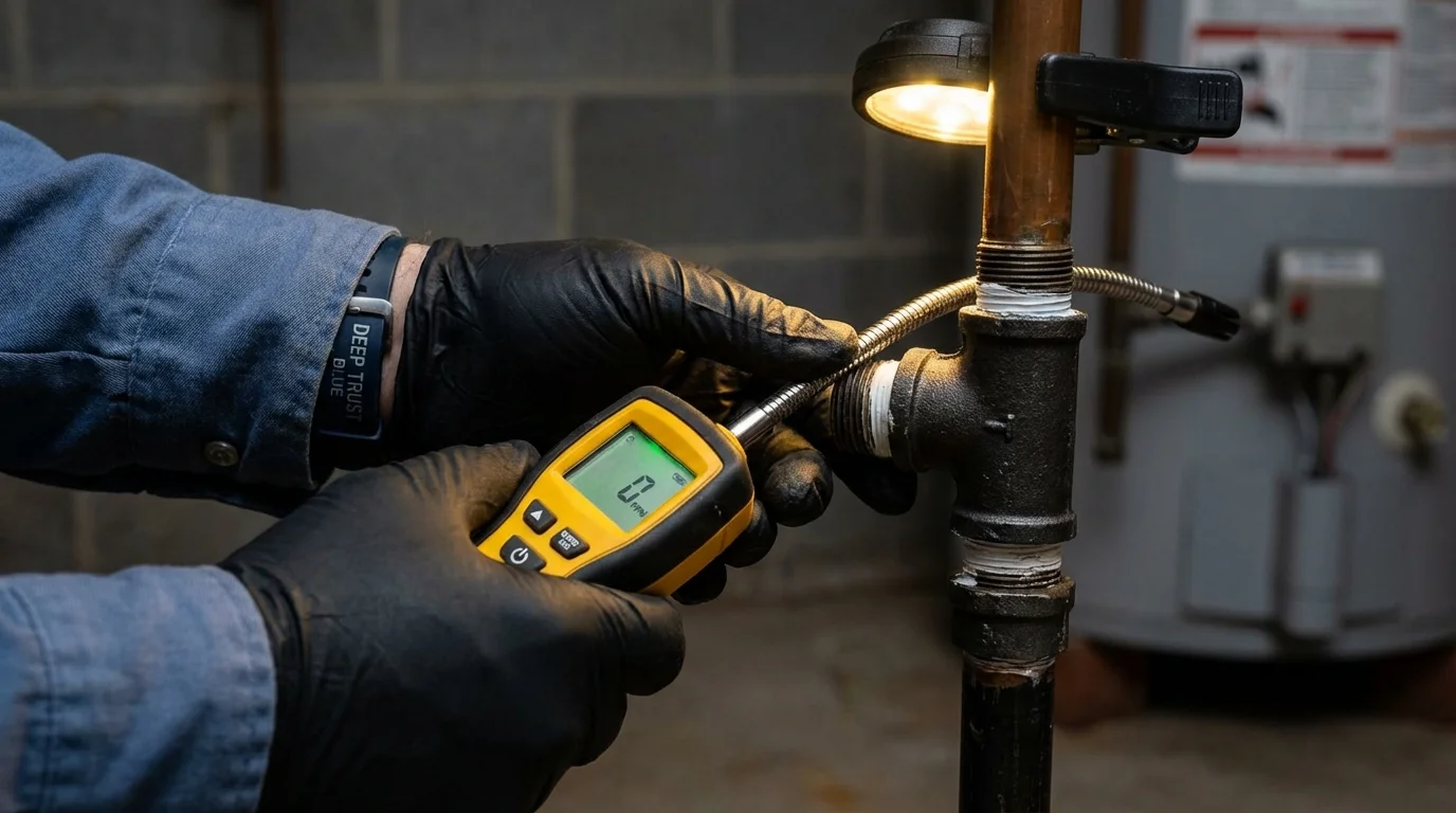 Gas leak detection with electronic sniffer by Johns Plumbing LLC in Yakima