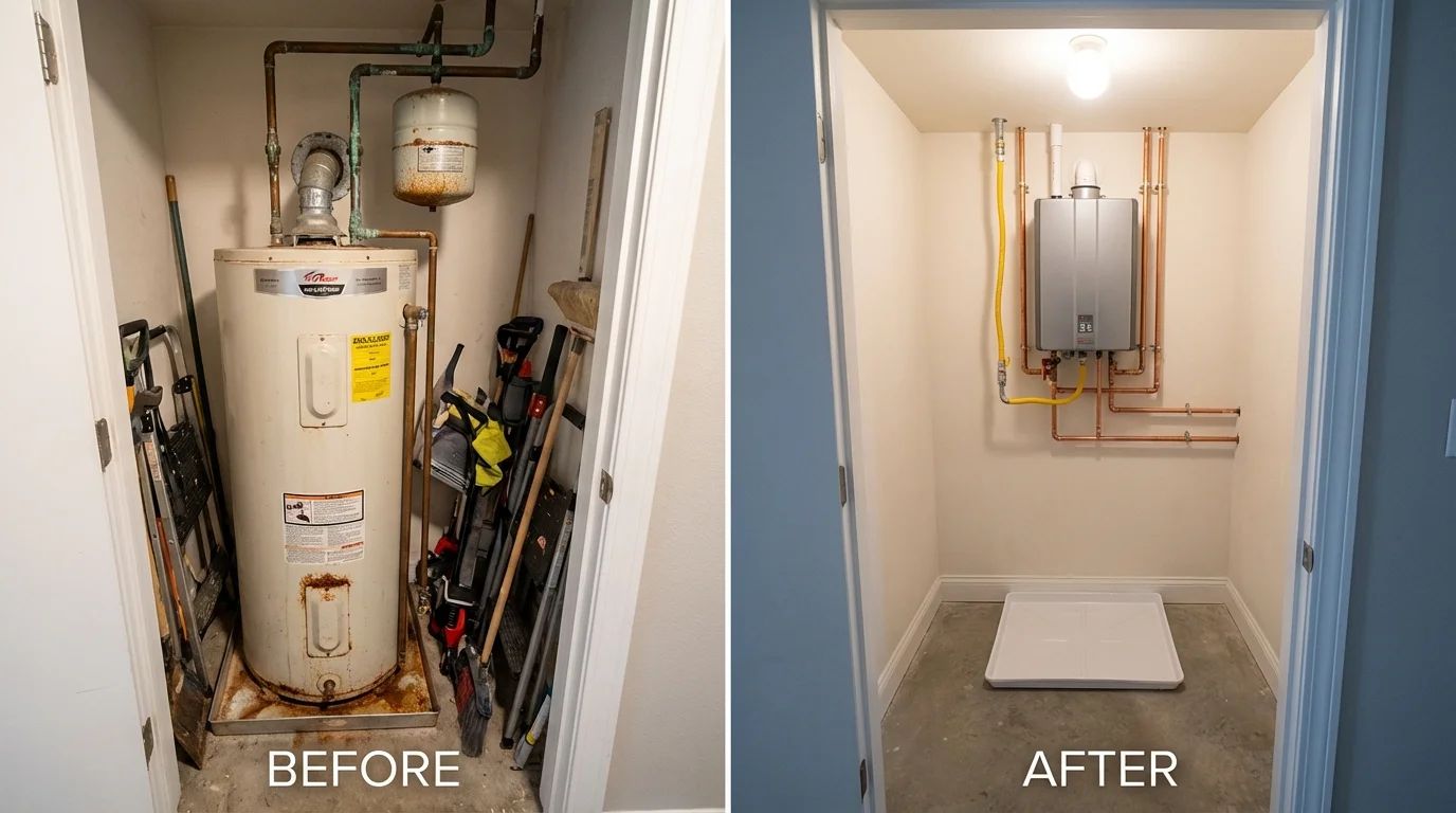 Tank water heater versus wall-mounted tankless unit comparison for Yakima, WA homeowners
