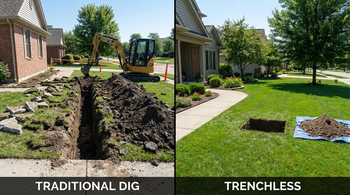 Trenchless sewer repair with minimal yard damage versus traditional excavation in Yakima, WA